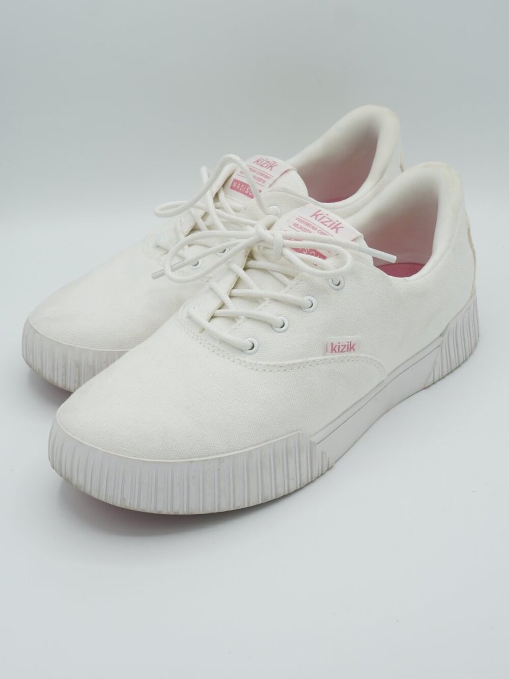 Kizik Women's Size 8.5 White Pink Canvas Hands-Free Slip-On Sneakers